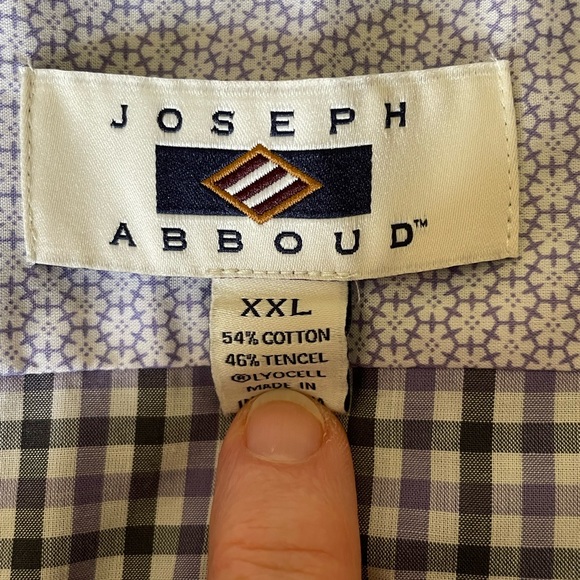EUC Men's Joseph Abboud XXL short sleeve button down purple/gray checks Like new - Picture 3 of 9
